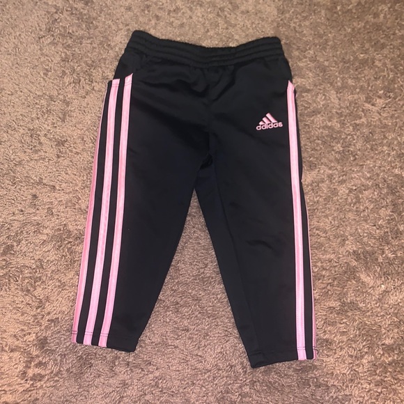 adidas Other - Adidas Toddler Girl Black and Pink Striped Joggers